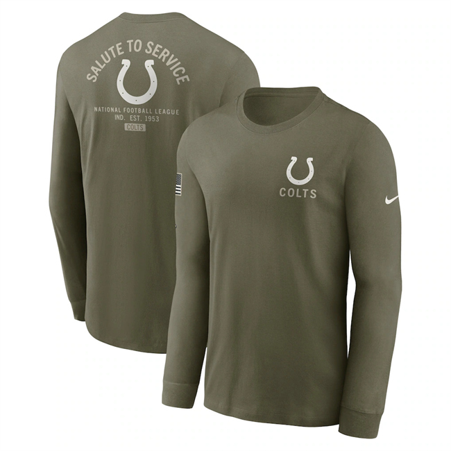 Men's Olive Indianapolis Colts 2025 Salute to Service Sideline Long Sleeve T-Shirt